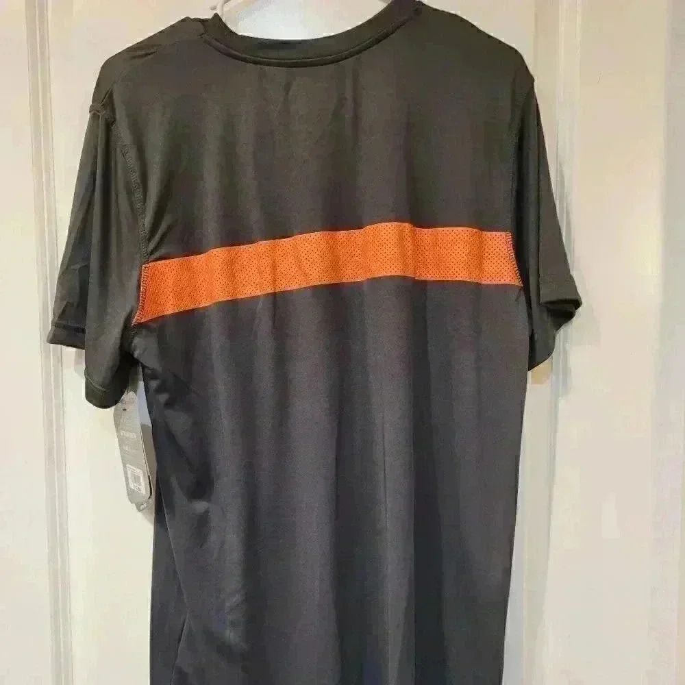 FourCast Men’s Short Sleeve Grey Orange Stripe T-Shirt NEW - Picture 3 of 5